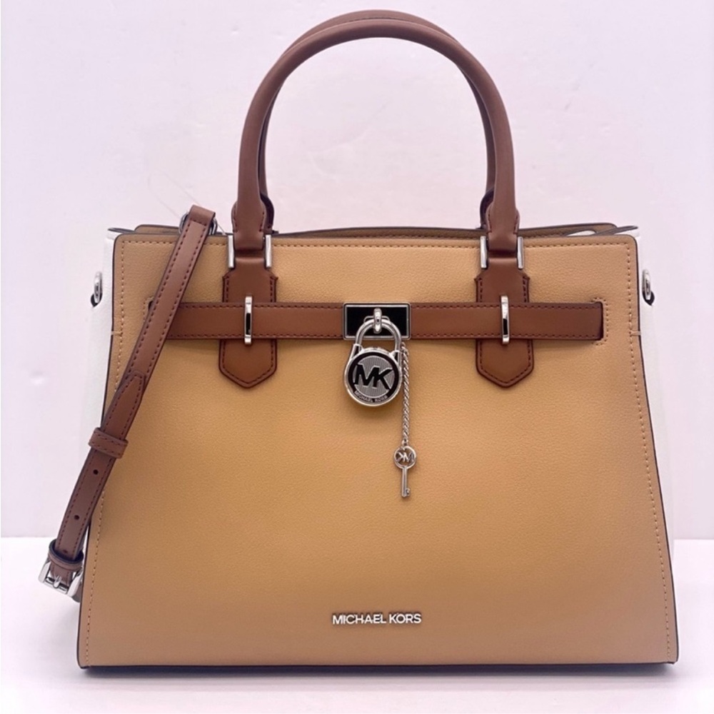 Michael Kors Hamilton Medium Color-Block Leather Satchel - Picture 2 of 11